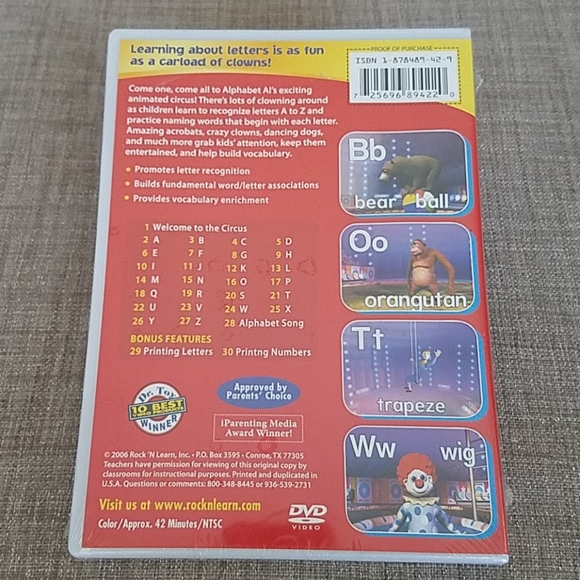 NEW Rock N Learn Alphabet Circus DVD - Picture 5 of 8